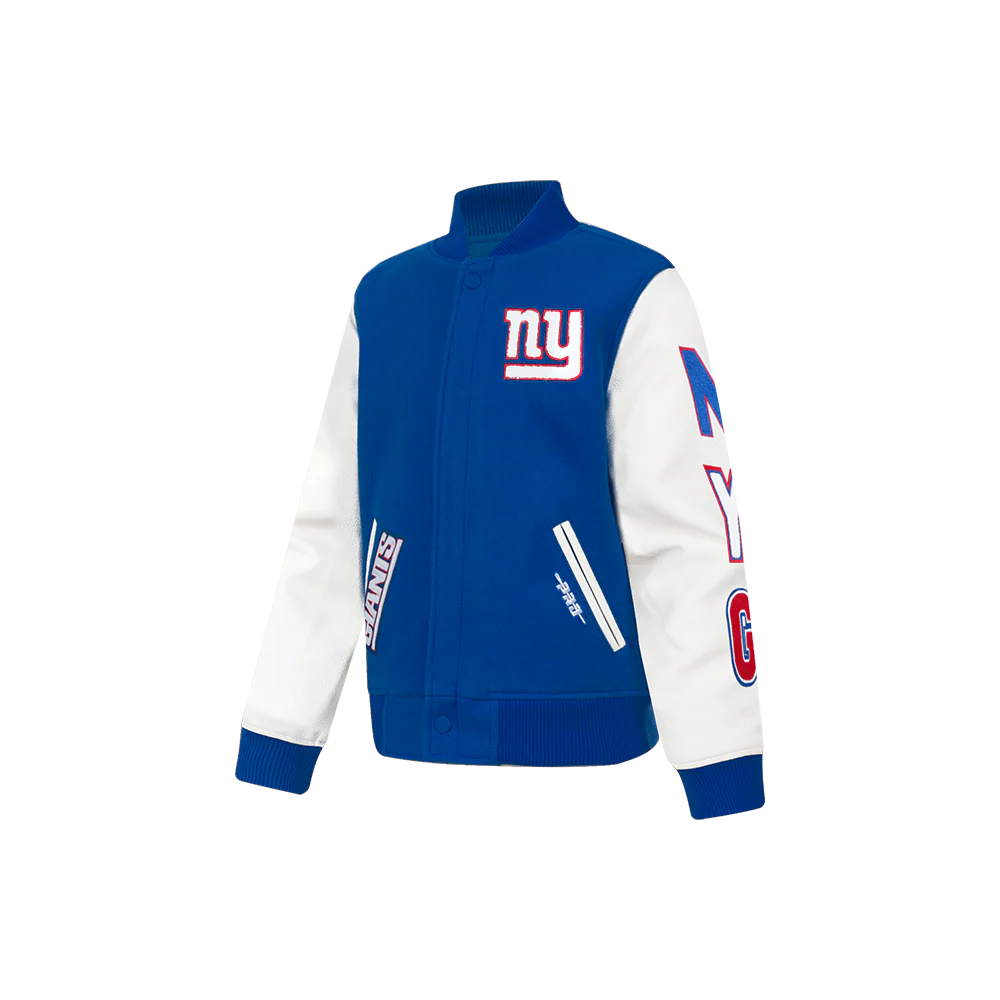 NFL NEW YORK GIANTS CLASSIC LITTLE BOYS WOOL VARSITY JACKET (DODGER BLUE/WHITE) - Image 3