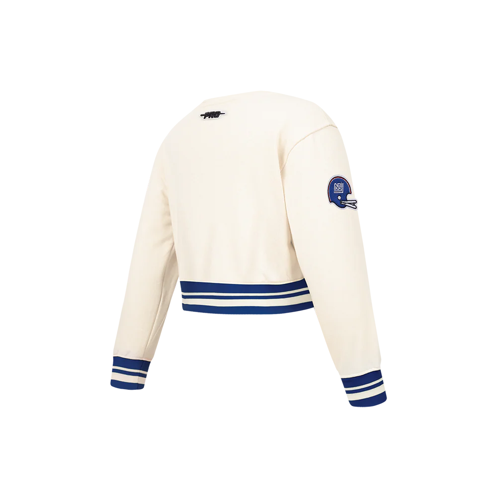 NFL NEW YORK GIANTS RETRO CLASSIC LITTLE GIRL'S RIB FLC CREWNECK (EGGSHELL/DODGER BLUE) - Image 2