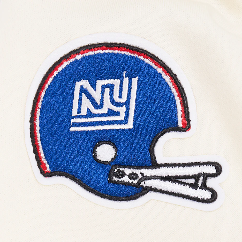 NFL NEW YORK GIANTS RETRO CLASSIC LITTLE GIRL'S RIB FLC CREWNECK (EGGSHELL/DODGER BLUE) - Image 4