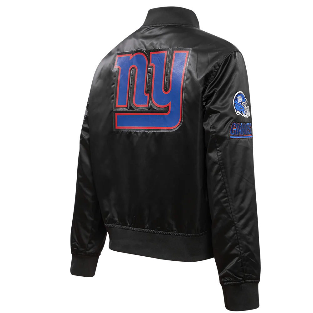 NFL NEW YORK GIANTS CLASSIC WOMEN'S SATIN JACKET (BLACK) - Image 3