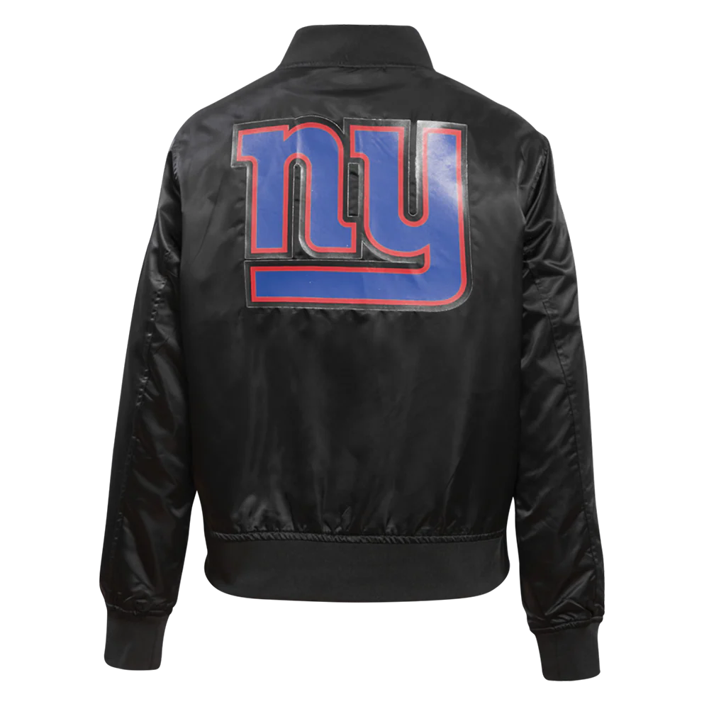 NFL NEW YORK GIANTS CLASSIC WOMEN'S SATIN JACKET (BLACK) - Image 4
