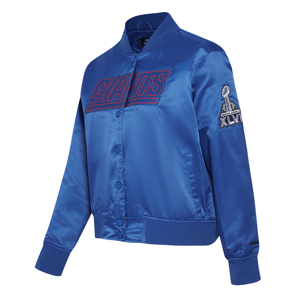 NFL NEW YORK GIANTS CLASSIC WOMEN'S SATIN JACKET (DODGER BLUE) - Image 2