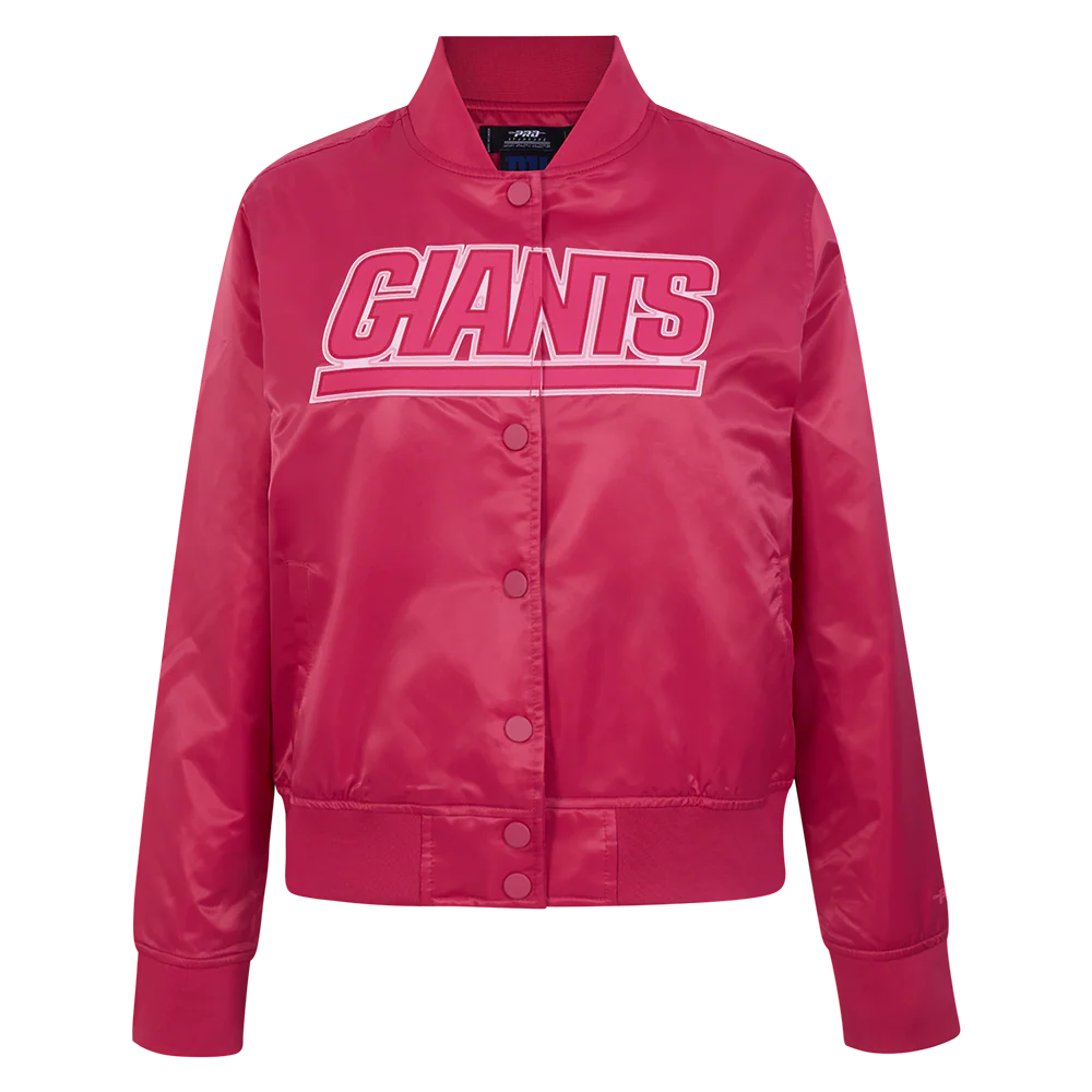 NFL NEW YORK GIANTS TRIPLE PINK WOMEN'S SATIN JACKET (BEETROOT PURPLE)