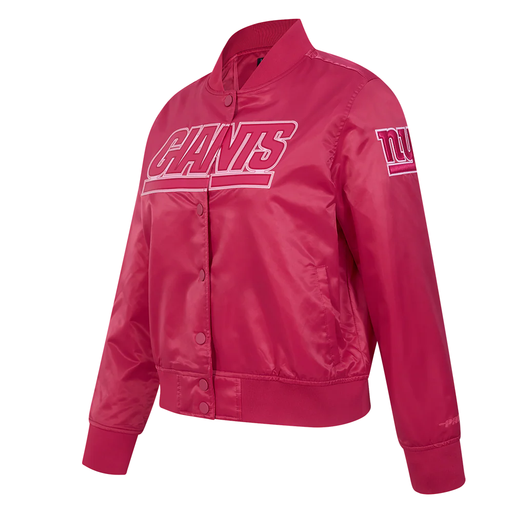 NFL NEW YORK GIANTS TRIPLE PINK WOMEN'S SATIN JACKET (BEETROOT PURPLE) - Image 2