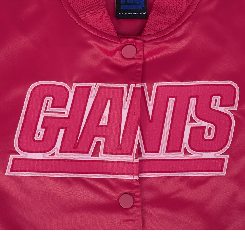 NFL NEW YORK GIANTS TRIPLE PINK WOMEN'S SATIN JACKET (BEETROOT PURPLE) - Image 5