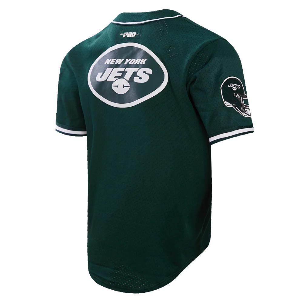 NFL NEW YORK JETS AHMAD "SAUCE" GARDNER #1 MEN'S MESH BUTTON DOWN SHIR (FOREST GREEN) - Image 3