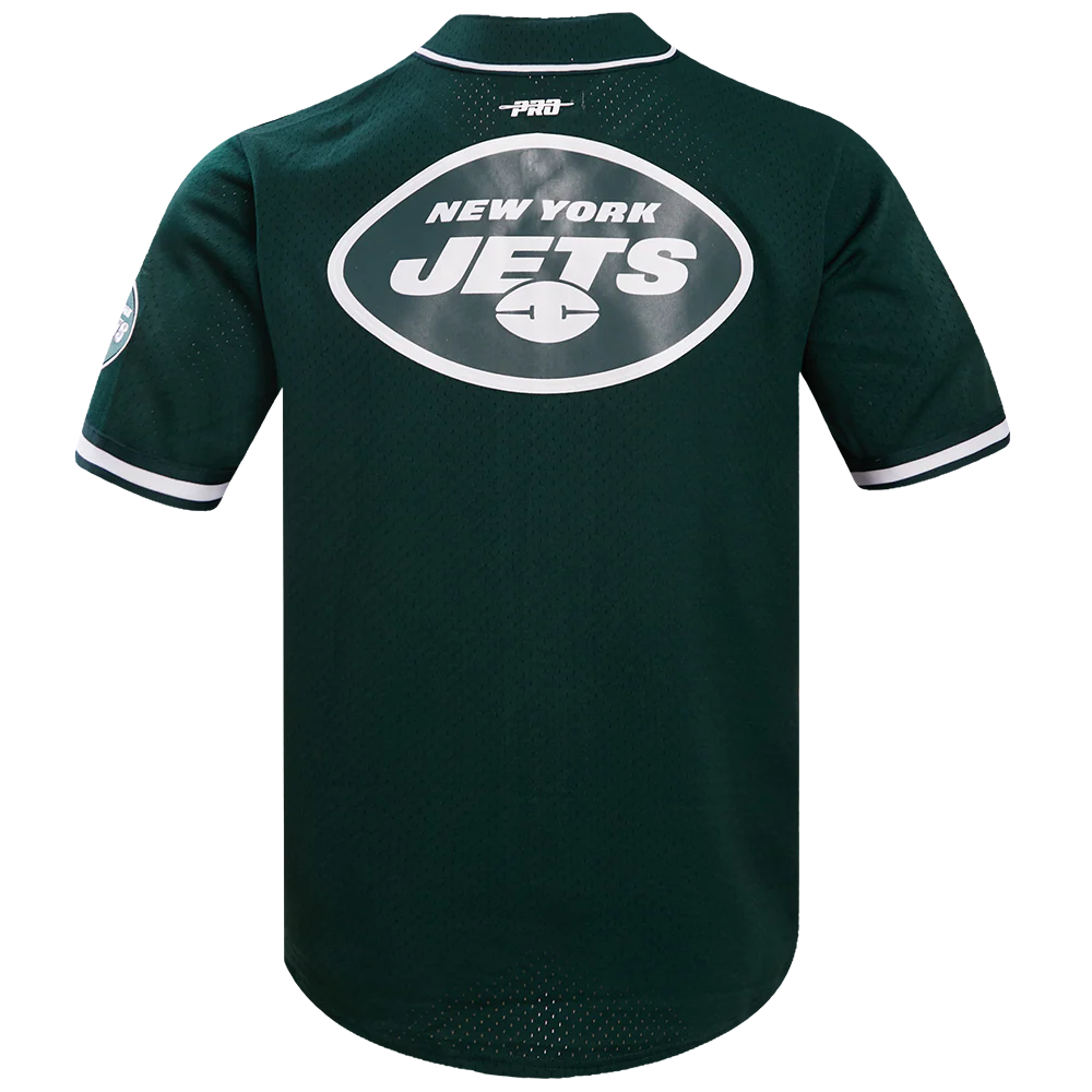 NFL NEW YORK JETS AHMAD "SAUCE" GARDNER #1 MEN'S MESH BUTTON DOWN SHIR (FOREST GREEN) - Image 4