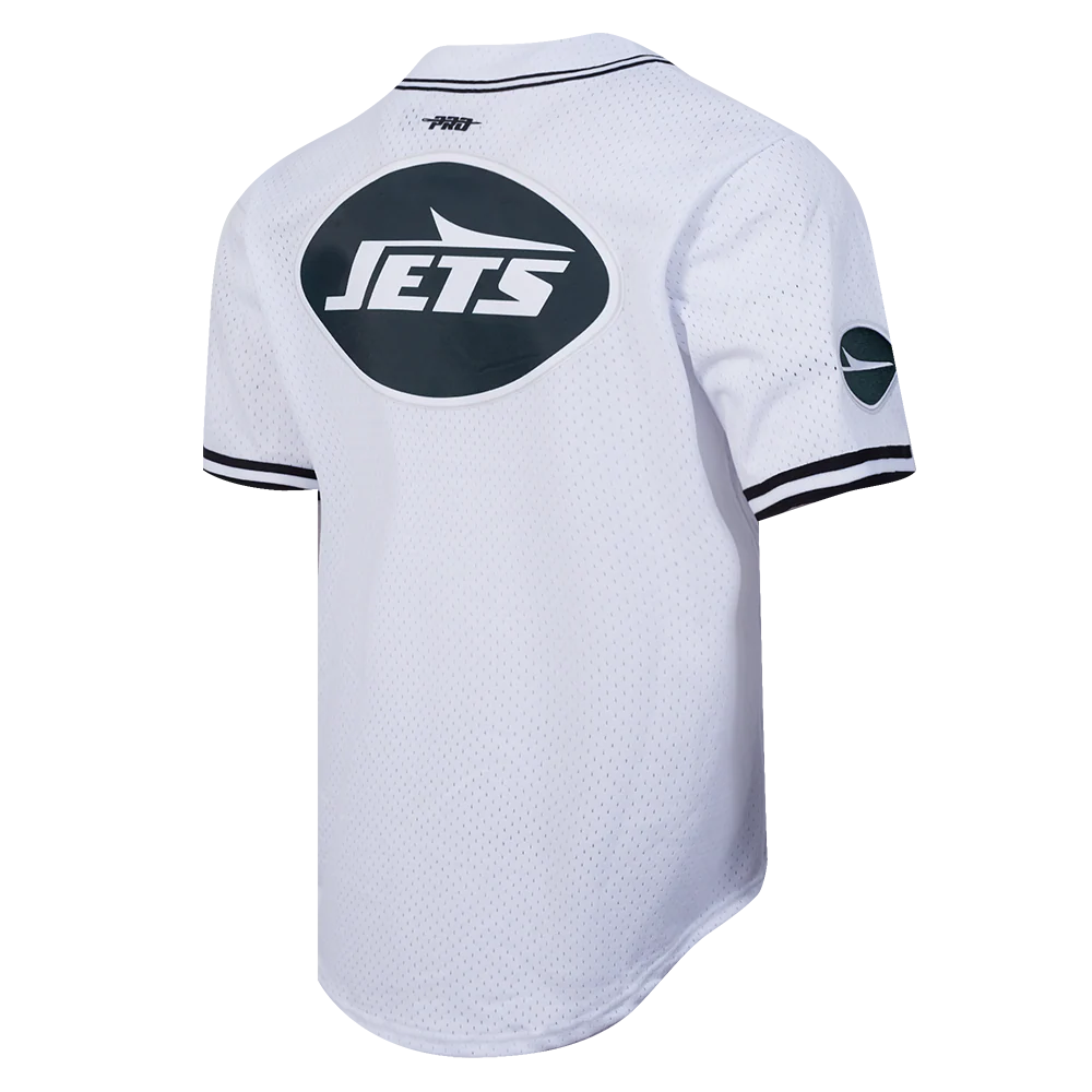 NFL NEW YORK JETS CLASSIC MESH MEN'S BUTTON DOWN SHIRT (WHITE/BLACK/WHITE) - Image 11