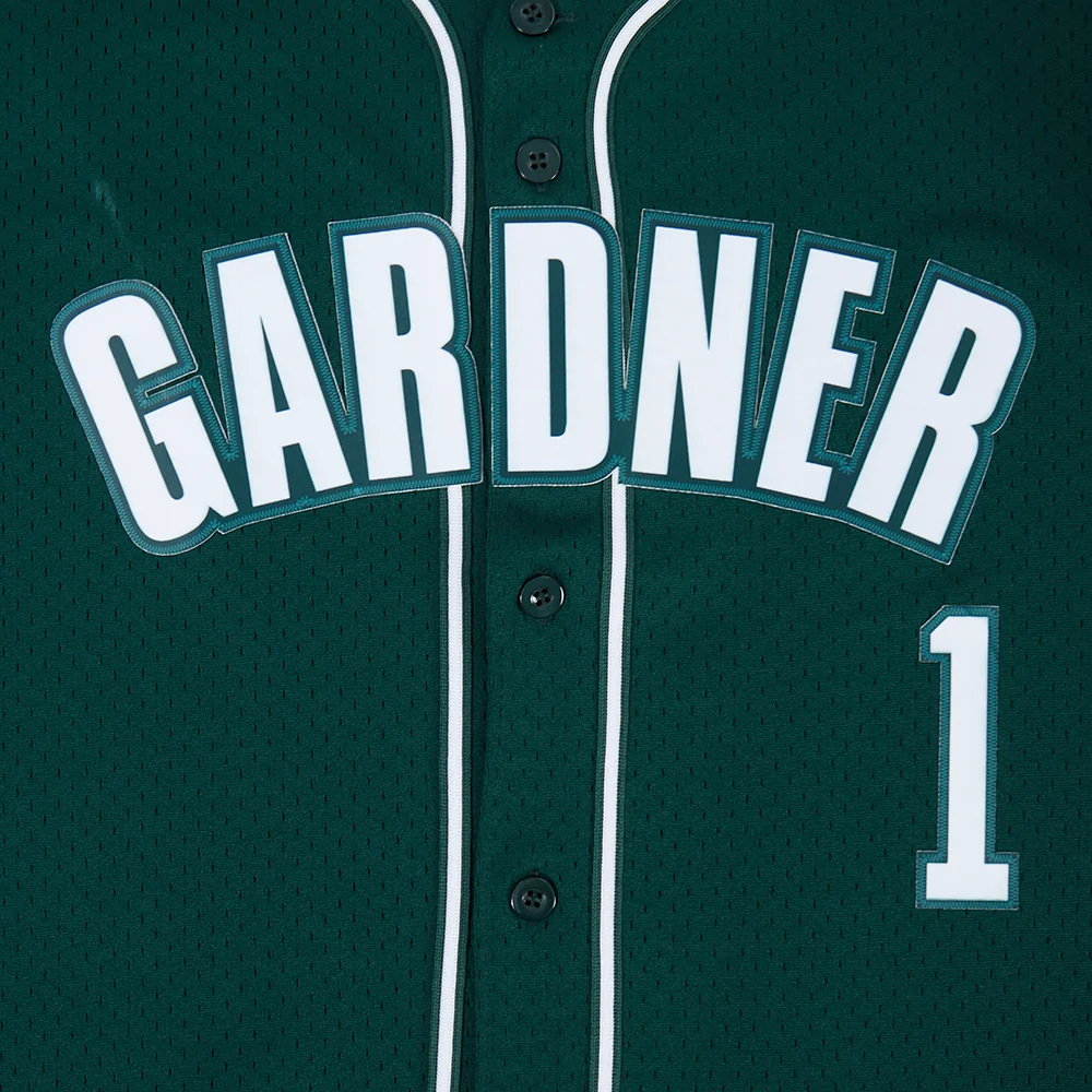 NFL NEW YORK JETS AHMAD "SAUCE" GARDNER #1 CLASSIC MESH PNN MEN'S MESH BUTTON DOWN SHIRT (FOREST GREEN) - Image 6
