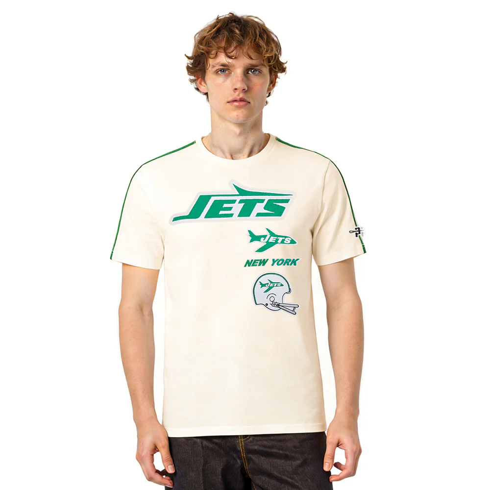 NFL NEW YORK JETS RETRO CLASSIC MEN'S STRIPED TEE (EGGSHELL/ KELLY GREEN)