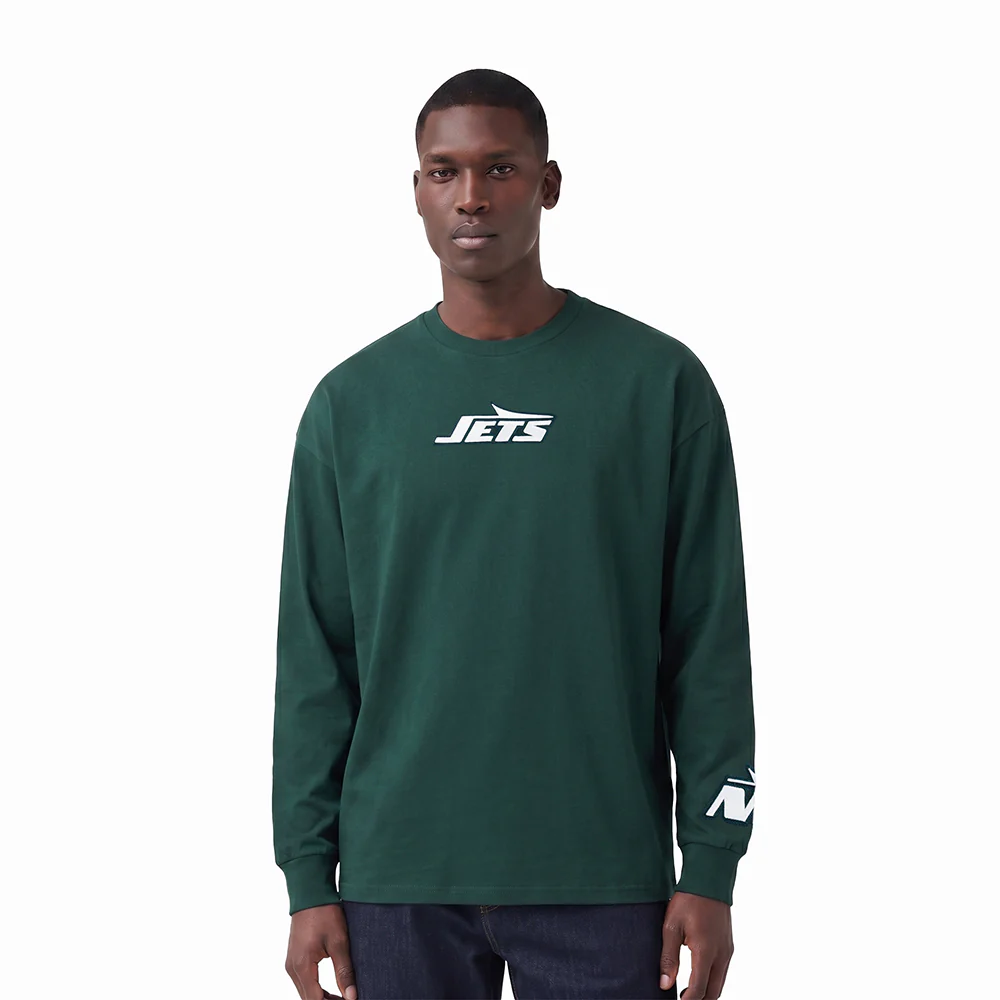 NFL NEW YORK JETS WINGSPAN MEN'S DROP SHOULDER LS TEE (FOREST GREEN) - Image 2