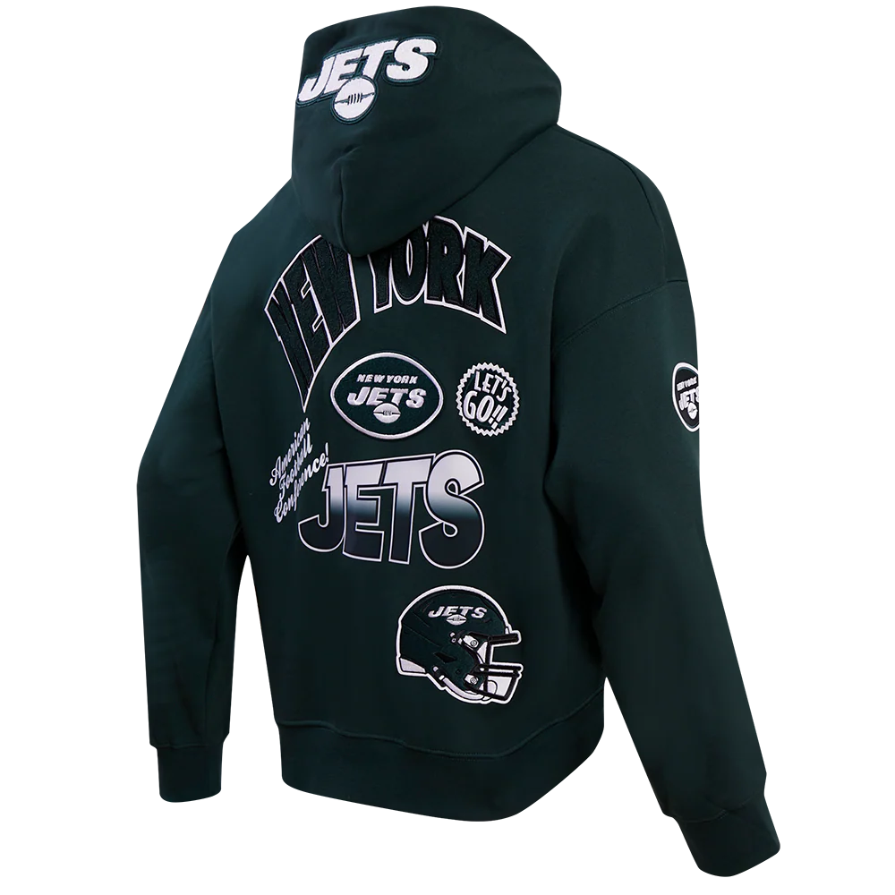 NFL NEW YORK JETS TURN IT UP MEN'S DROP SHOULDER FLC PO HOODIE (FOREST GREEN) - Image 3