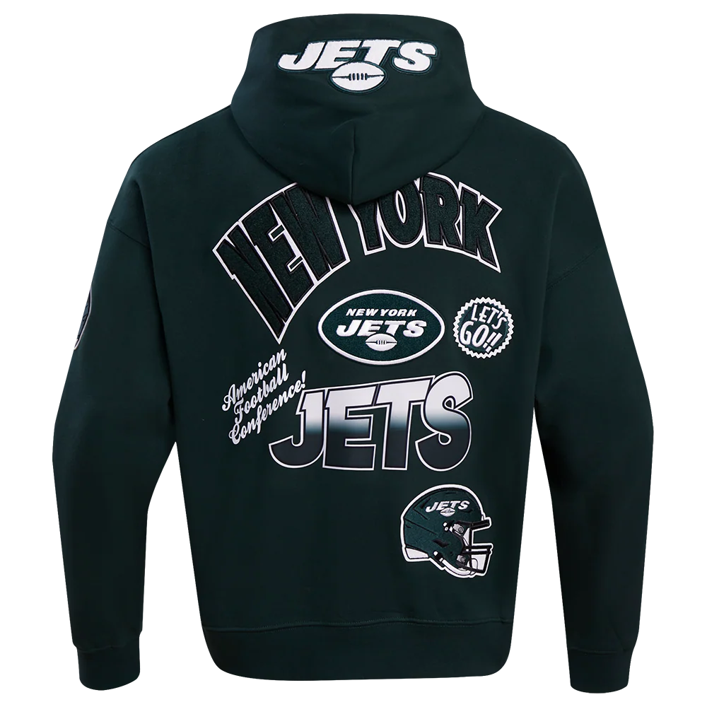 NFL NEW YORK JETS TURN IT UP MEN'S DROP SHOULDER FLC PO HOODIE (FOREST GREEN) - Image 4
