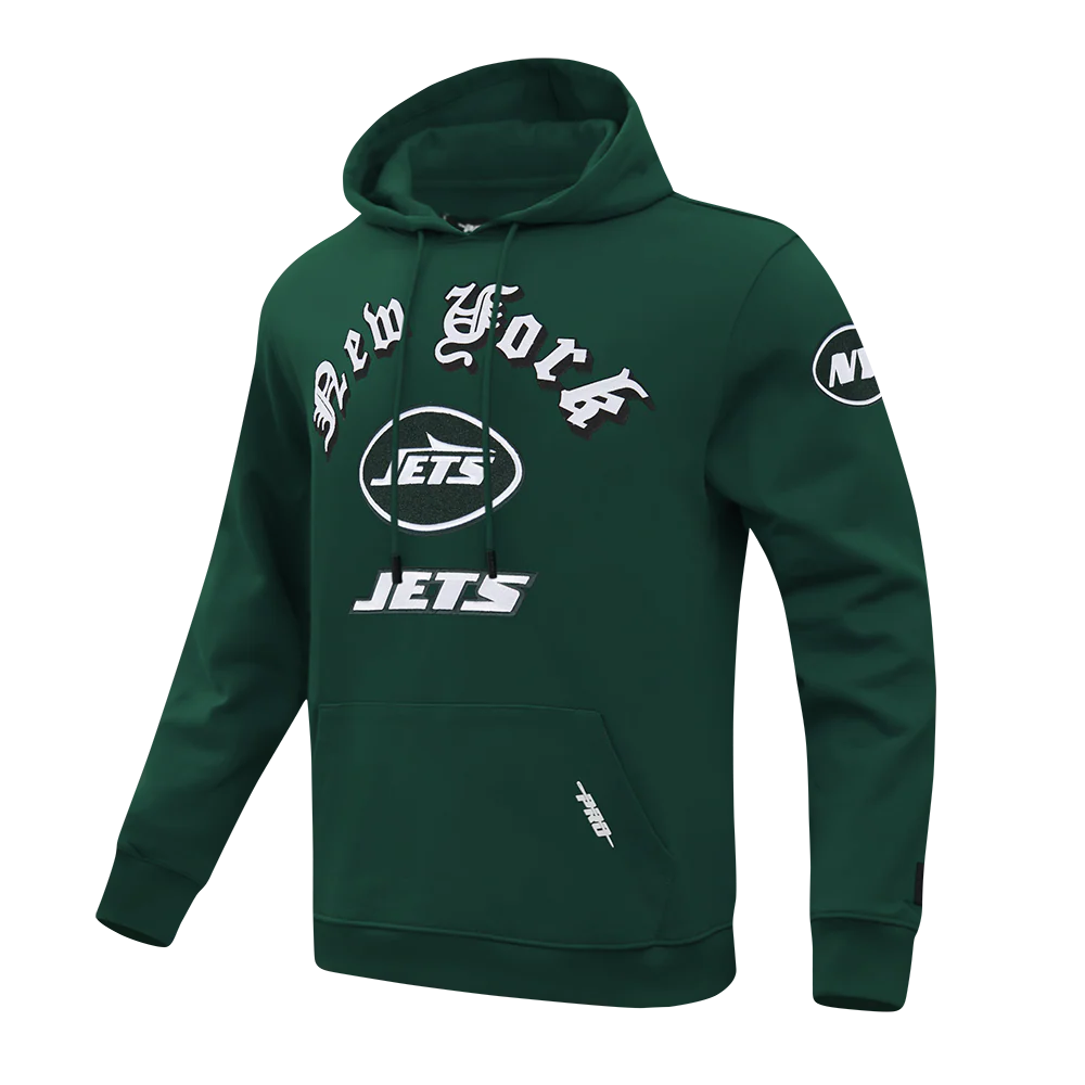 NFL NEW YORK JETS OLD ENGLISH MEN'S PO HOODIE (FOREST GREEN) - Image 2