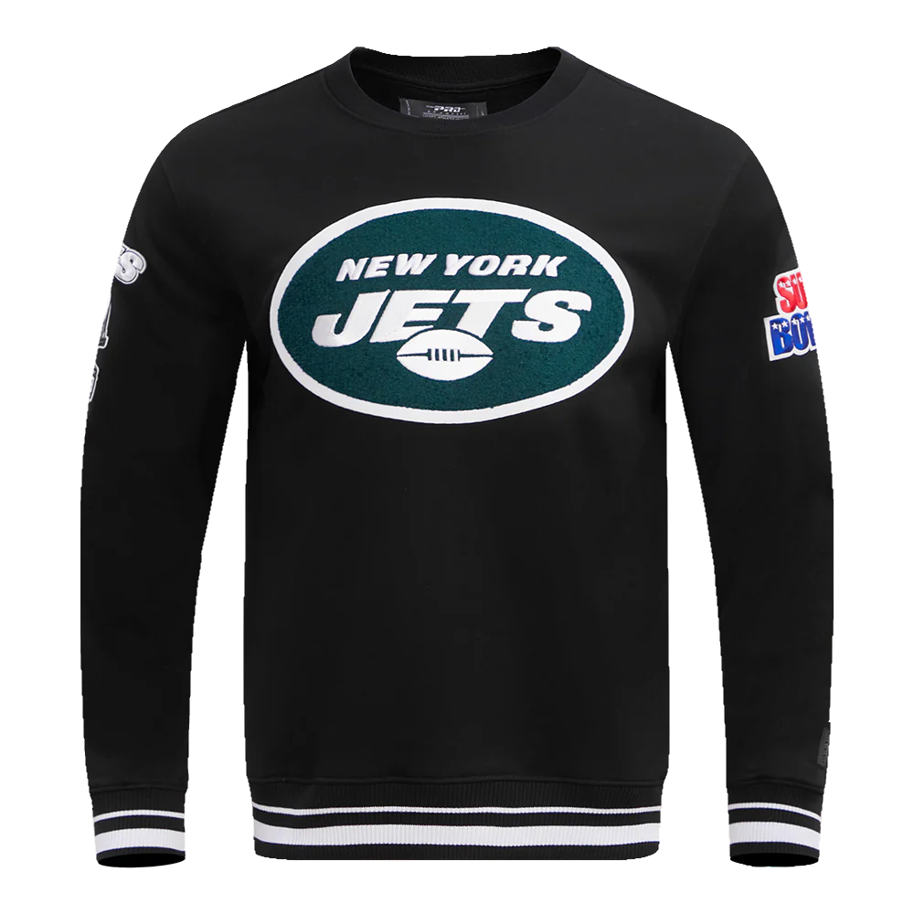 NFL NEW YORK JETS MASHUP MEN'S RIB CREWNECK (BLACK)