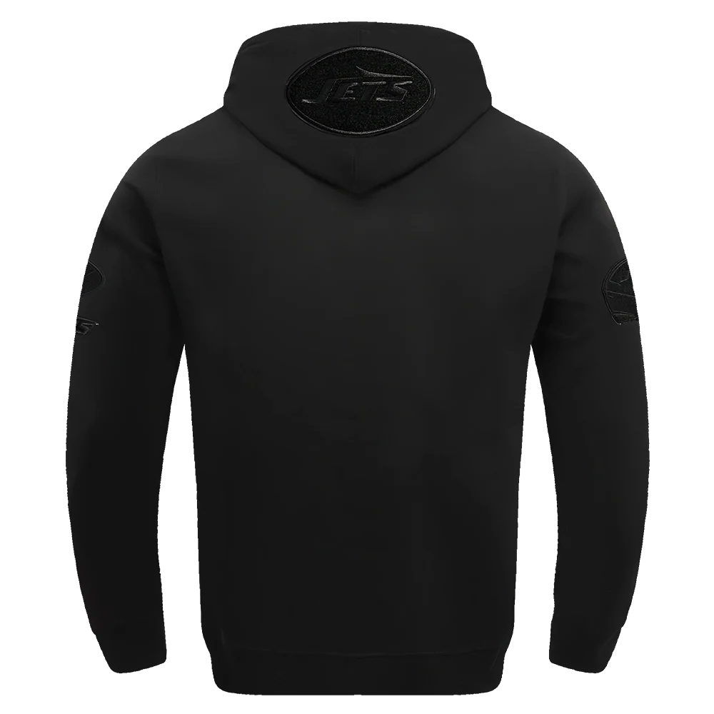 NFL NEW YORK JETS TRIPLE BLACK MEN'S DOUBLE KNIT PULLOVER HOODIE (BLACK) - Image 3