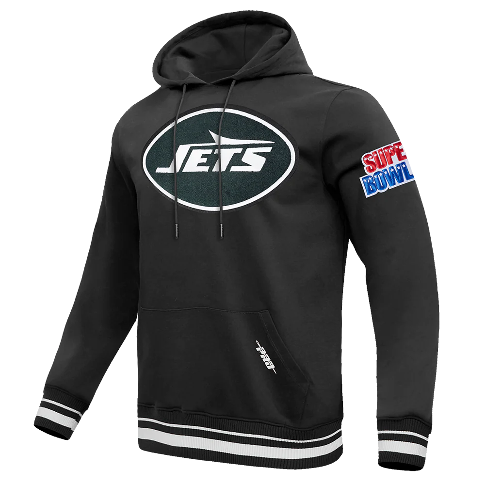 NFL NEW YORK JETS MASH UP MEN'S RIB FLC PO HOODIE (BLACK) - Image 2