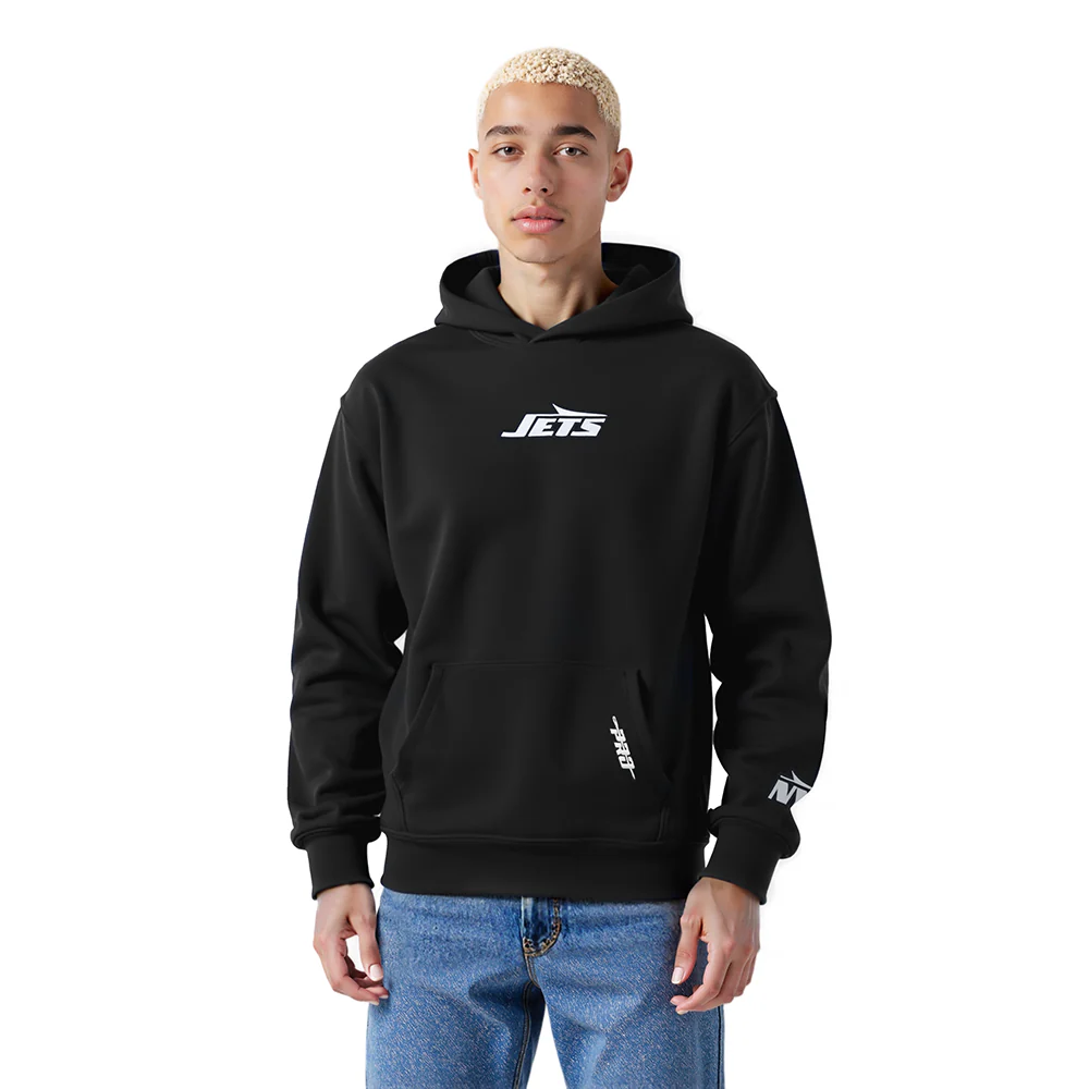 NFL NEW YORK JETS WINGSPAN MEN'S DROP SHOULDER FLC PO HOODIE (BLACK) - Image 2