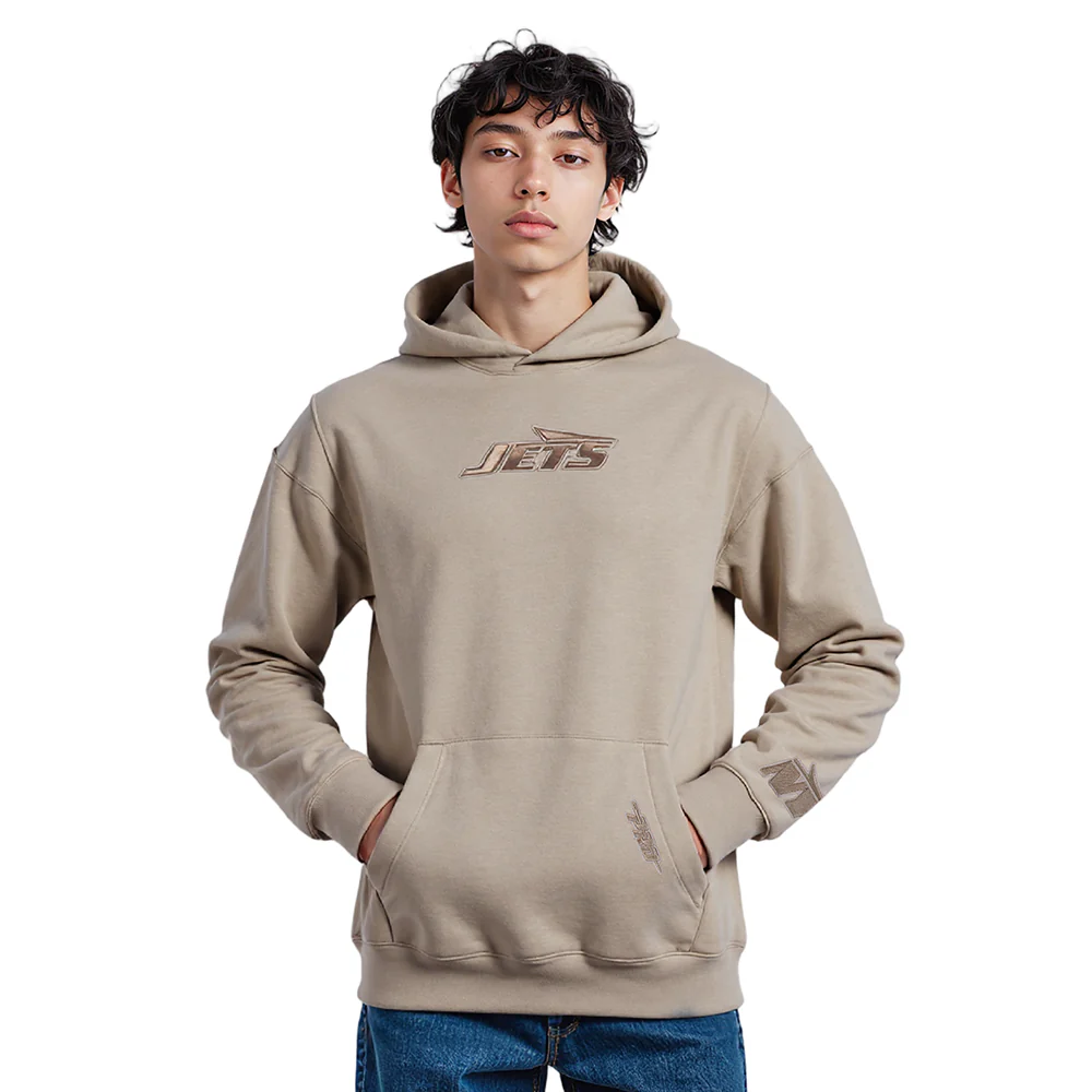 NFL NEW YORK JETS WINGSPAN MEN'S DROP SHOULDER FLC PO HOODIE (TAUPE) - Image 7