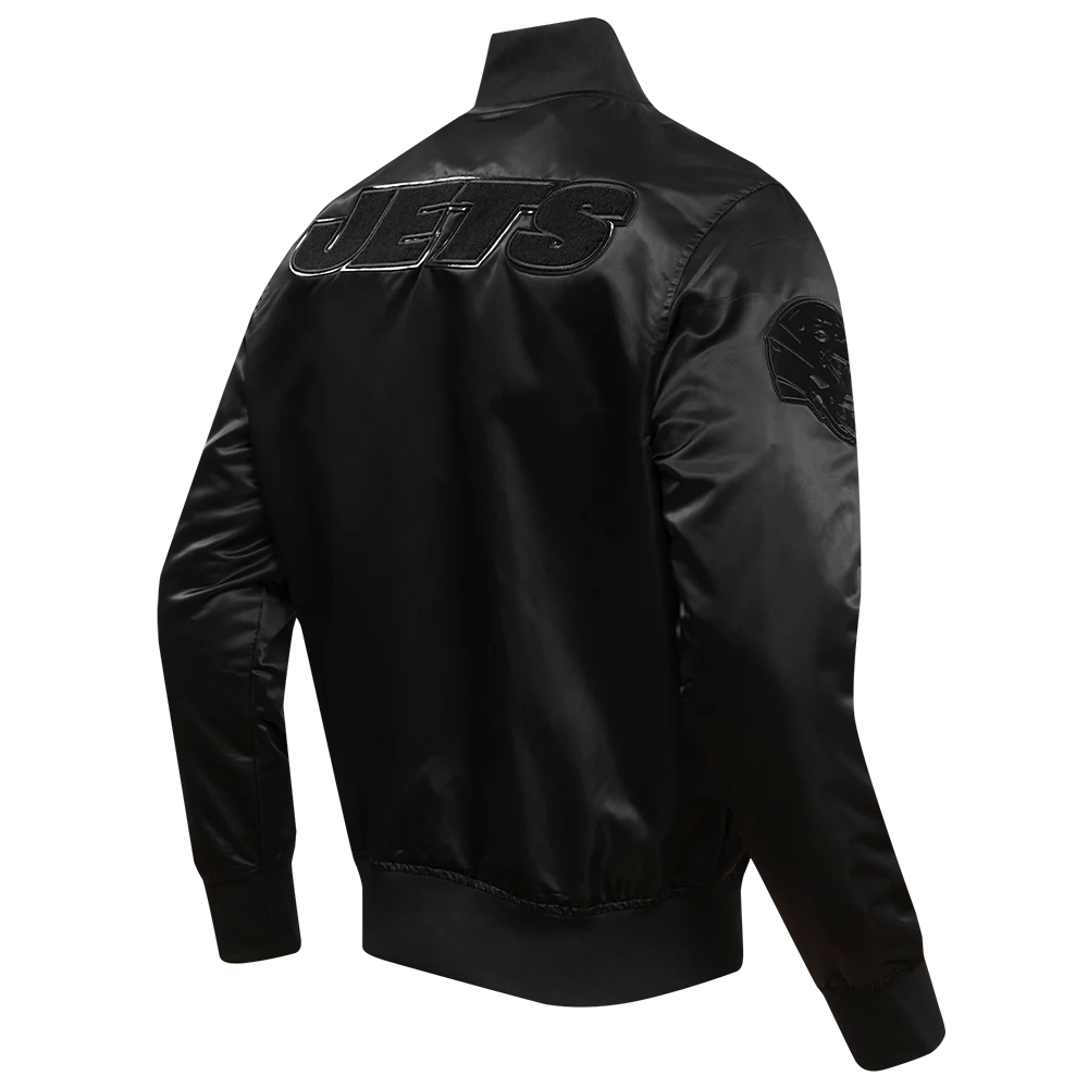 NFL NEW YORK JETS TRIPLE BLACK SATIN JACKET (TRIPLE BLACK) - Image 3