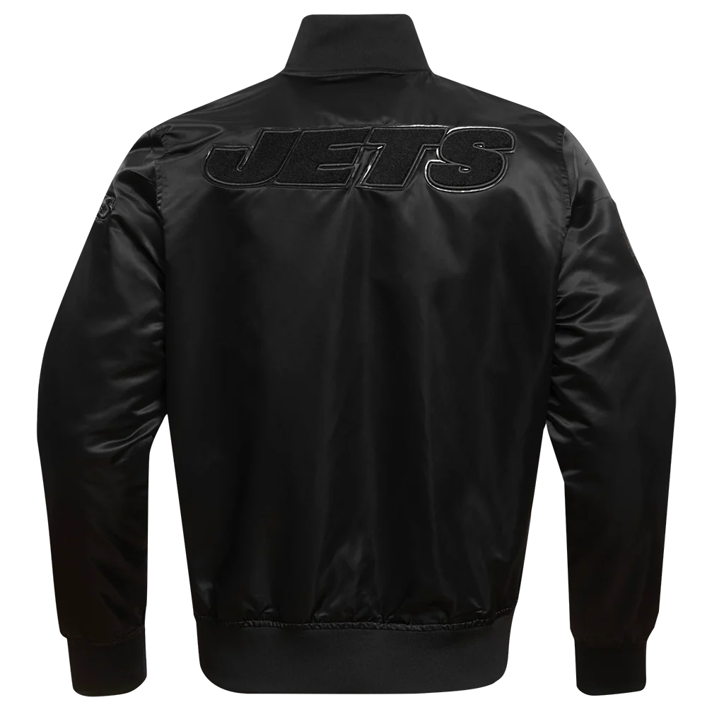 NFL NEW YORK JETS TRIPLE BLACK SATIN JACKET (TRIPLE BLACK) - Image 4