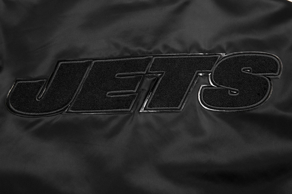 NFL NEW YORK JETS TRIPLE BLACK SATIN JACKET (TRIPLE BLACK) - Image 5