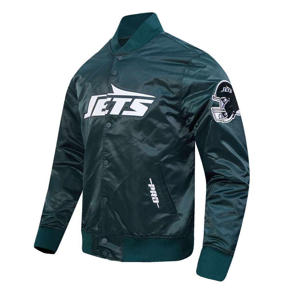 NFL NEW YORK JETS BIG LOGO MEN'S SATIN JACKET (FOREST GREEN) - Image 3