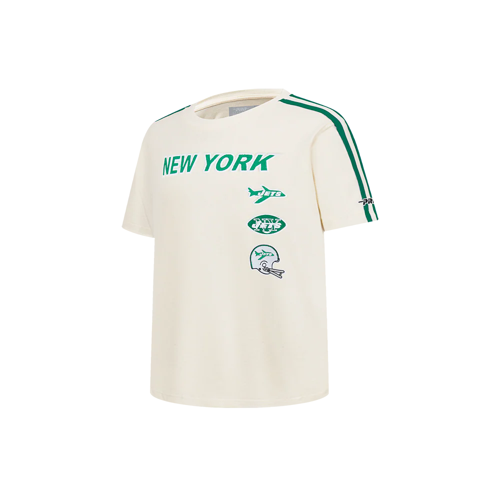 NFL NEW YORK JETS RETRO CLASSIC BIG BOY'S SS STRIPED RIB TEE (EGGSHELL/ KELLY GREEN) - Image 3