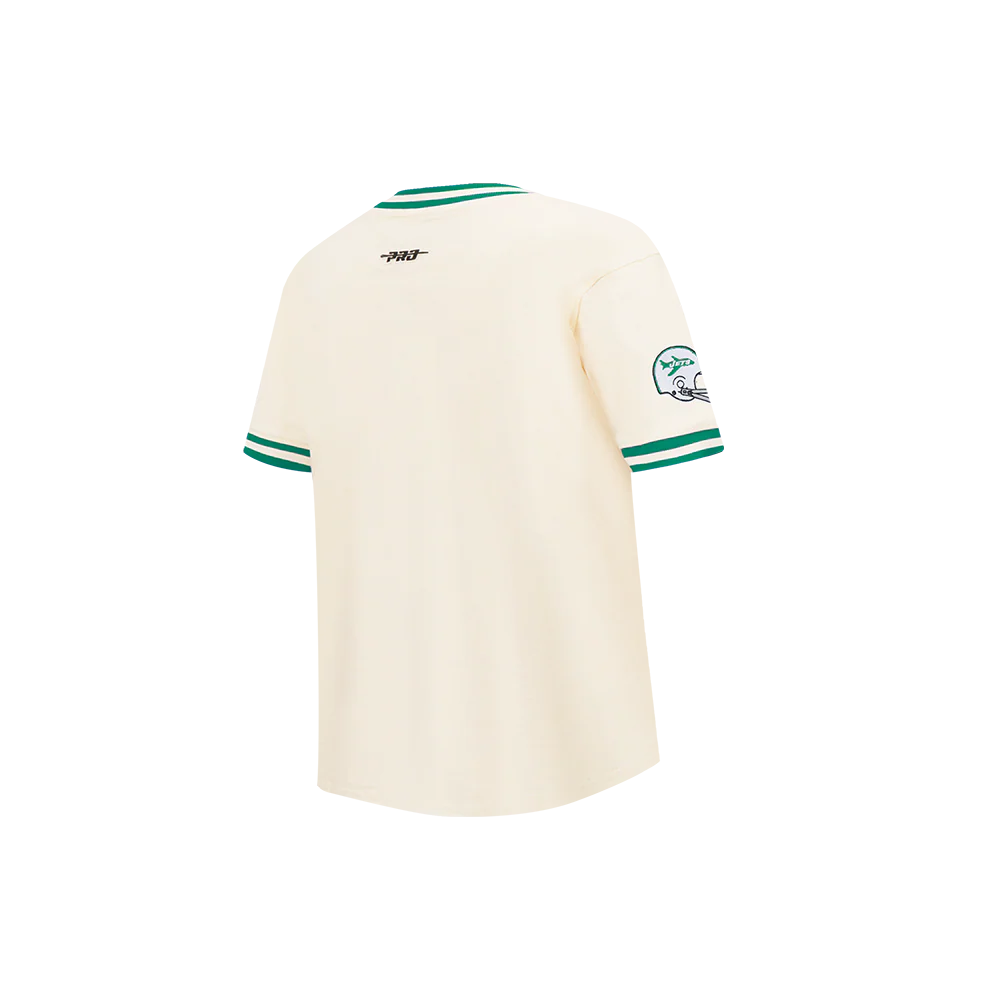 NFL NEW YORK JETS RETRO CLASSIC BIG BOY'S SS STRIPED RIB TEE (EGGSHELL/ KELLY GREEN) - Image 4