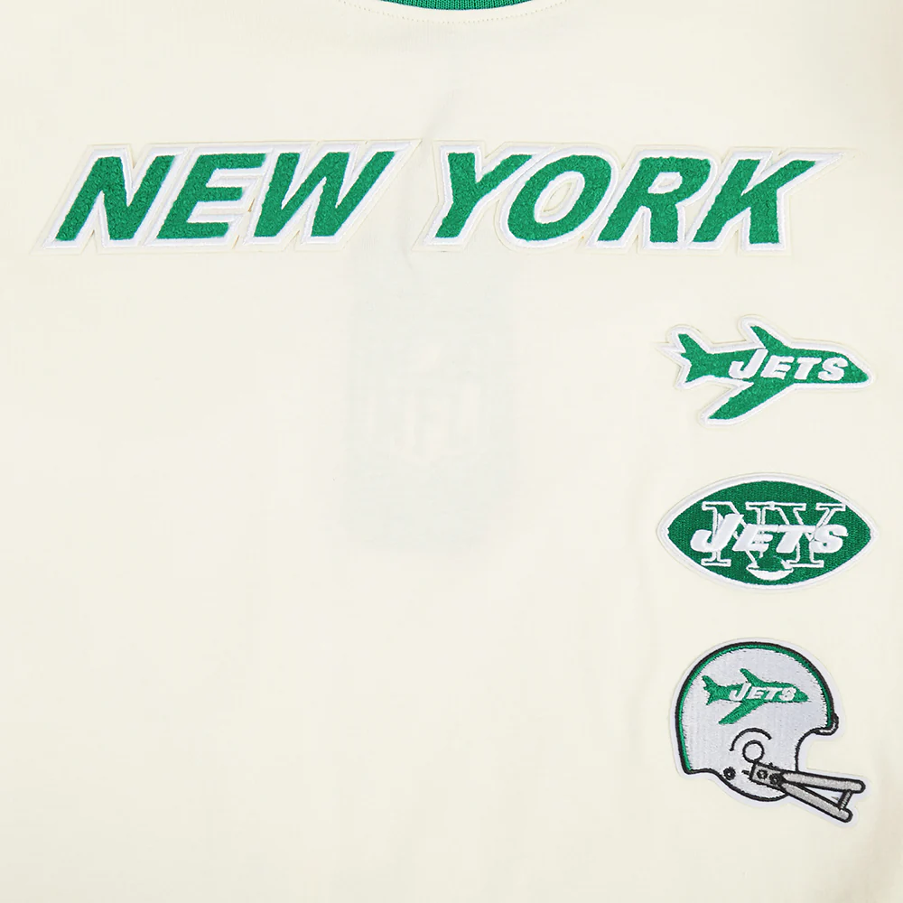 NFL NEW YORK JETS RETRO CLASSIC BIG BOY'S SS STRIPED RIB TEE (EGGSHELL/ KELLY GREEN) - Image 7