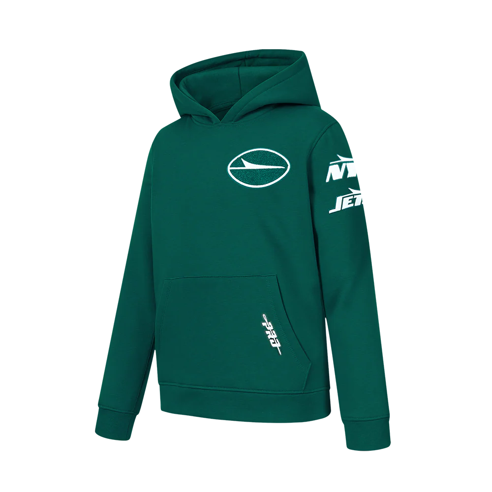 NFL NEW YORK JETS CLASSIC CHENILLE BIG BOY'S FLEECE PO HOODIE (FOREST GREEN)