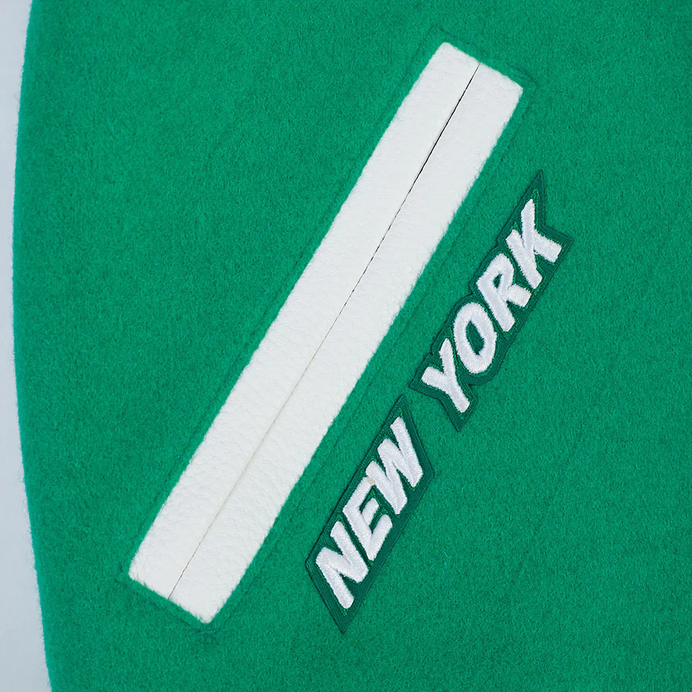 NFL NEW YORK JETS RETRO CLASSIC BIG BOYS RIB WOOL VARSITY JACKET (KELLY GREEN/ WHITE) - Image 8