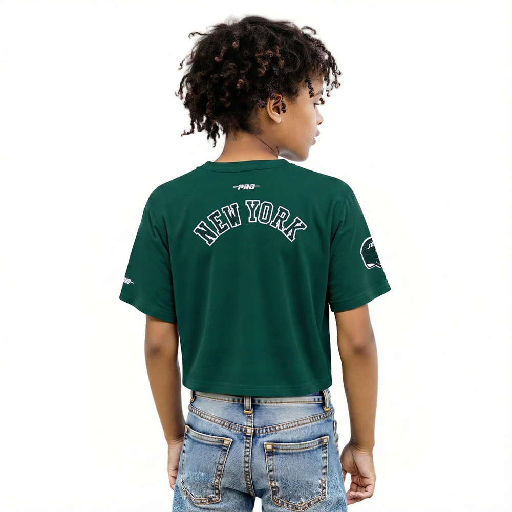 NFL NEW YORK JETS CLASSIC BIG GIRLS SHORT SLEEVE BOXY TEE (FOREST GREEN) - Image 2