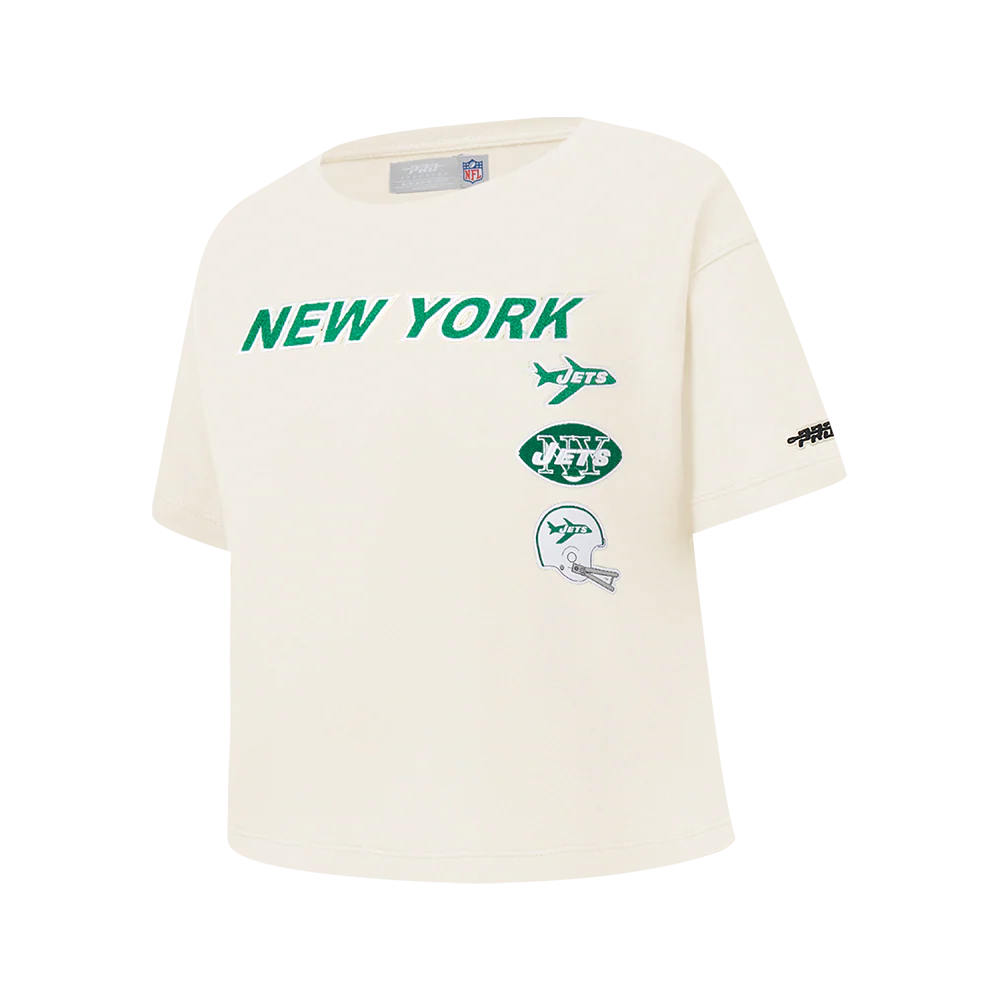 NFL NEW YORK JETS RETRO CLASSIC BIG GIRL'S SS BOXY TEE (EGGSHELL) - Image 3
