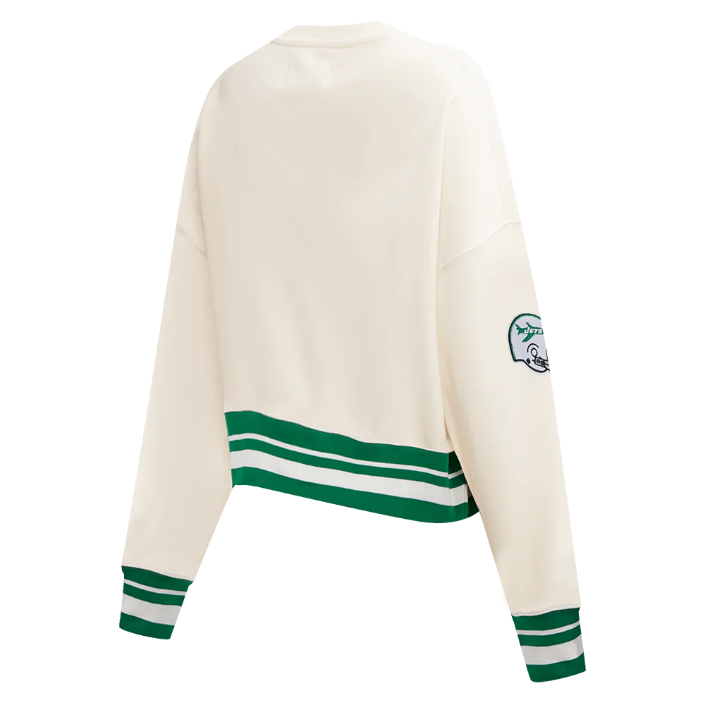 NFL NEW YORK JETS RETRO CLASSIC WOMEN'S RIB CREWNECK (EGGSHELL/ KELLY GREEN) - Image 4