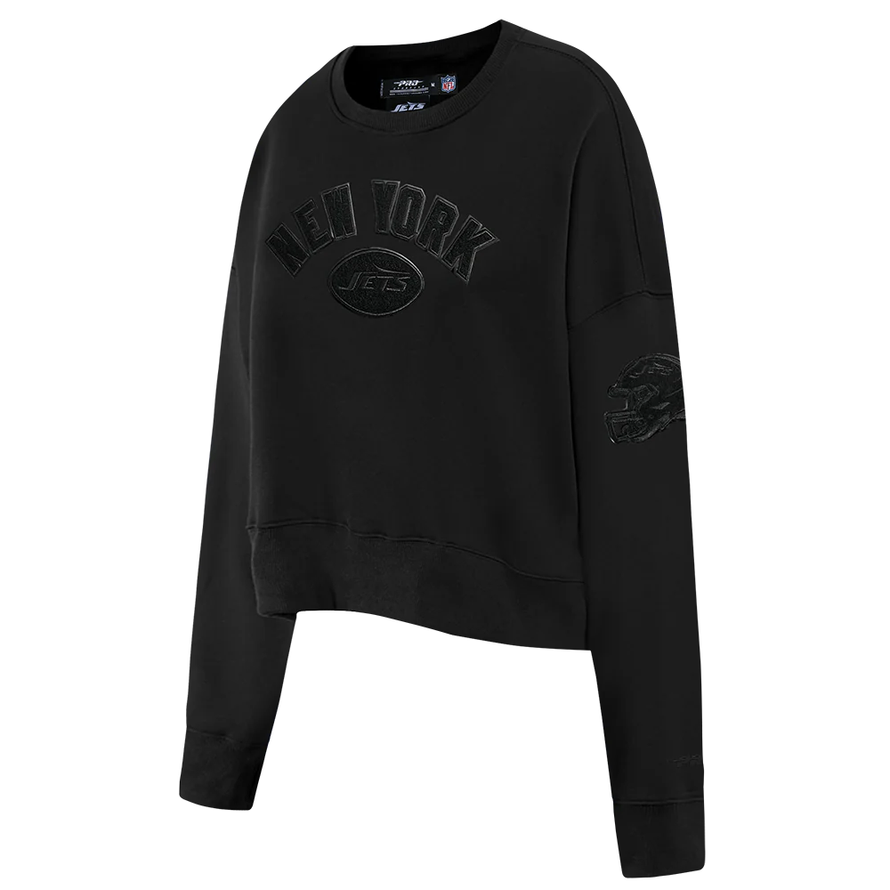 NFL NEW YORK JETS TRIPLE BLACK WOMEN'S FLC CREWNECK (BLACK) - Image 3