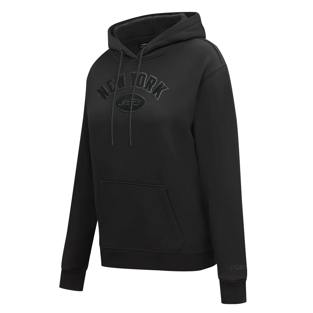 NFL NEW YORK JETS TRIPLE BLACK WOMEN'S FLC PO HOODIE (BLACK) - Image 2
