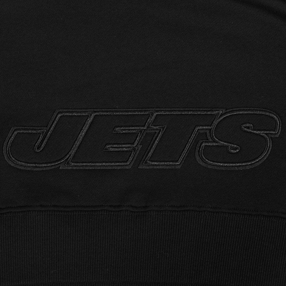 NFL NEW YORK JETS NEUTRAL WOMEN'S CROPPED PULLOVER HOODIE (BLACK) - Image 5