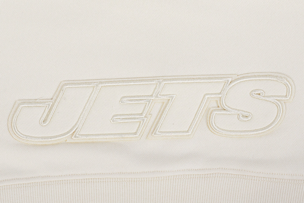 NFL NEW YORK JETS NEUTRAL WOMEN'S CROPPED PULLOVER HOODIE (EGGSHELL) - Image 5