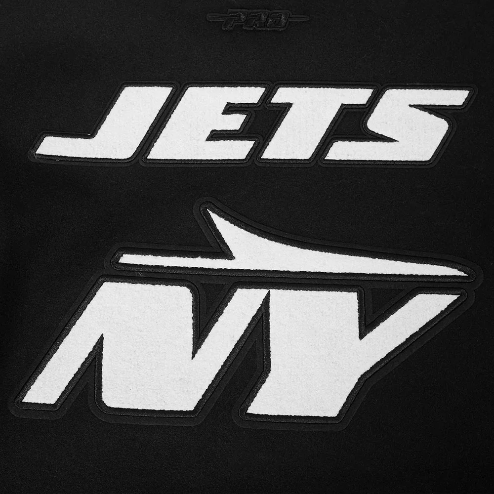 NFL NEW YORK JETS MASHUP WOMEN'S RIB WOOL VARSITY JACKET (BLACK/WHITE) - Image 8