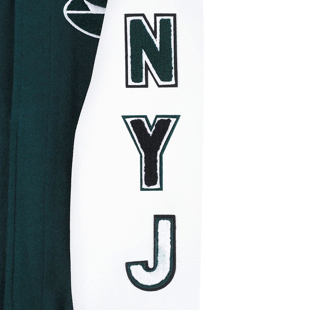 NFL NEW YORK JETS CLASSIC CHENILLE LITTLE BOY'S WOOL VARSITY JACKET (FOREST GREEN/WHITE) - Image 5