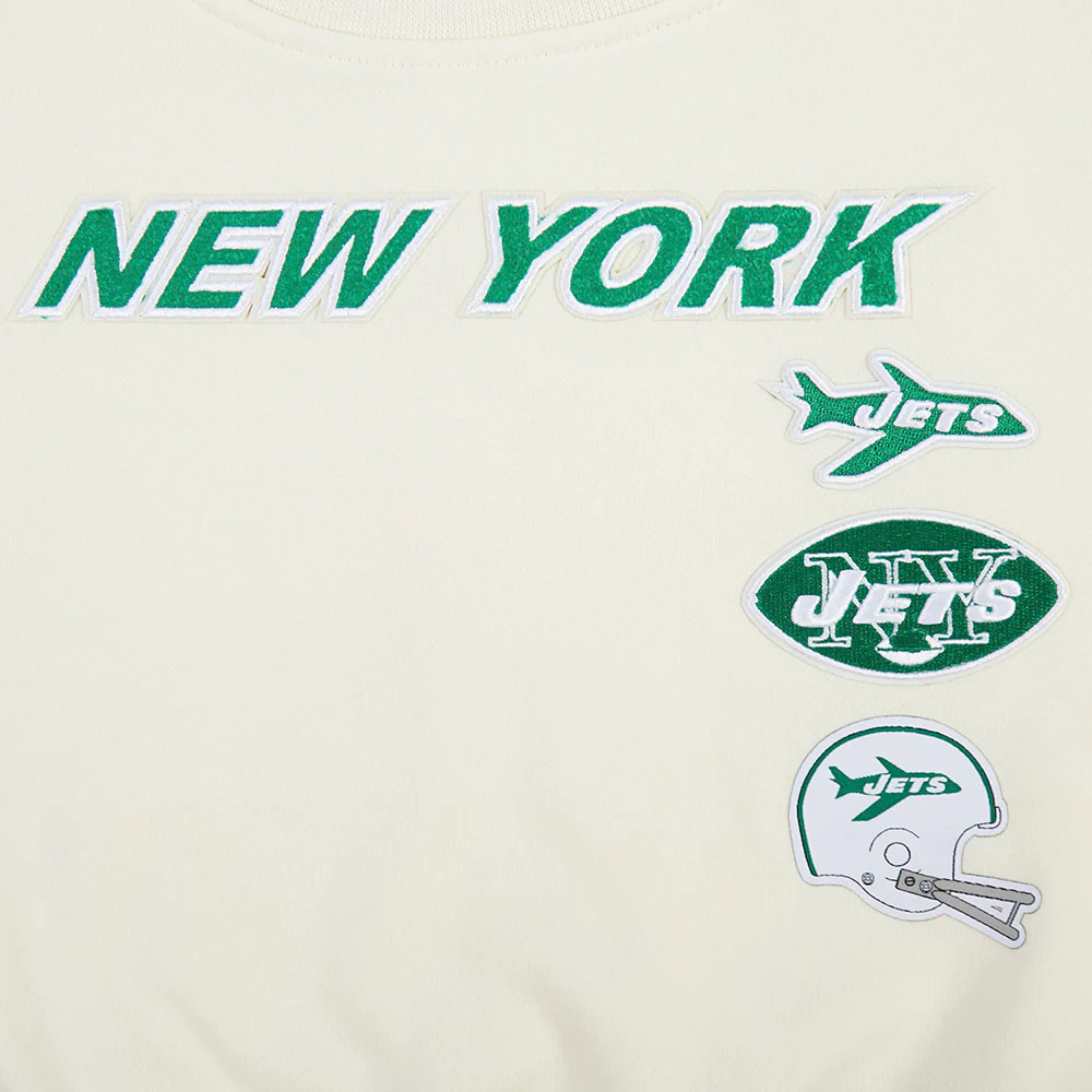 NFL NEW YORK JETS RETRO CLASSICS LITTLE GIRL'S RIB FLEECE CREWNECK (EGGSHELL/ KELLY GREEN) - Image 5
