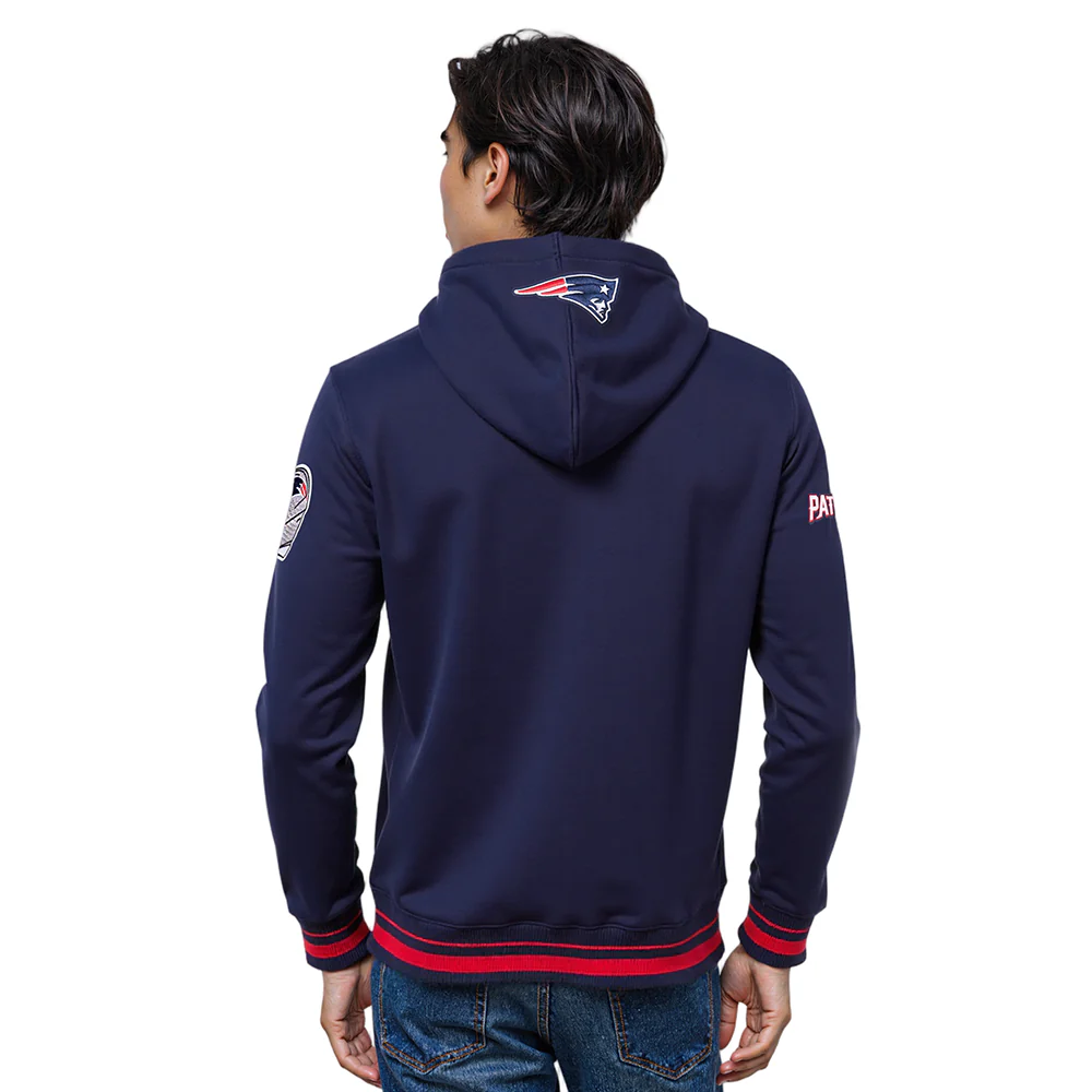 NFL NEW ENGLAND PATRIOTS SCRIPT TAIL MEN'S RIB FLC PO HOODIE (MIDNIGHT NAVY/RED/MIDNIGHT NAVY) - Image 2