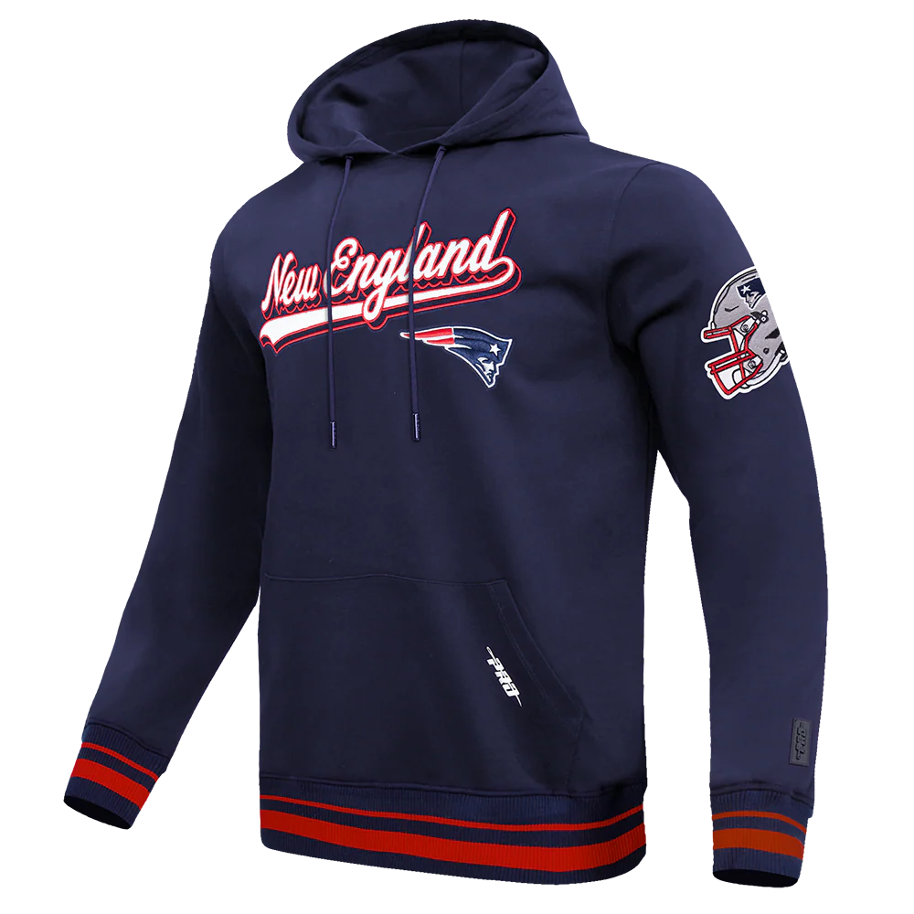 NFL NEW ENGLAND PATRIOTS SCRIPT TAIL MEN'S RIB FLC PO HOODIE (MIDNIGHT NAVY/RED/MIDNIGHT NAVY) - Image 3