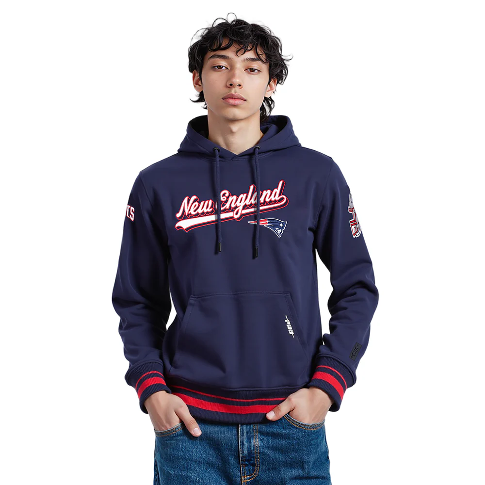 NFL NEW ENGLAND PATRIOTS SCRIPT TAIL MEN'S RIB FLC PO HOODIE (MIDNIGHT NAVY/RED/MIDNIGHT NAVY) - Image 8