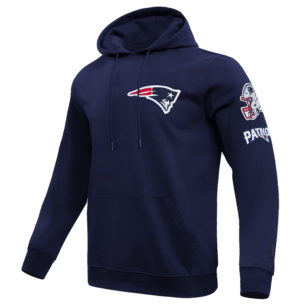 NFL NEW ENGLAND PATRIOTS CLASSIC CHENILLE MEN'S DOUBLE KNIT PULLOVER HOODIE (NAVY) - Image 2
