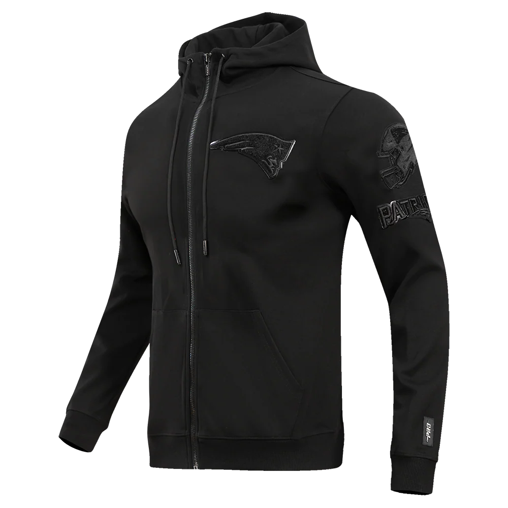 NFL NEW ENGLAND PATRIOTS TRIPLE BLACK MEN'S DK FZ HOODIE (TRIPLE BLACK) - Image 2