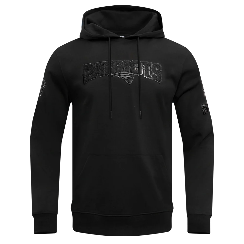 NFL NEW ENGLAND PATRIOTS TRIPLE BLACK MEN'S DOUBLE KNIT PULLOVER HOODIE (TRIPLE BLACK MEN'S) - Image 5