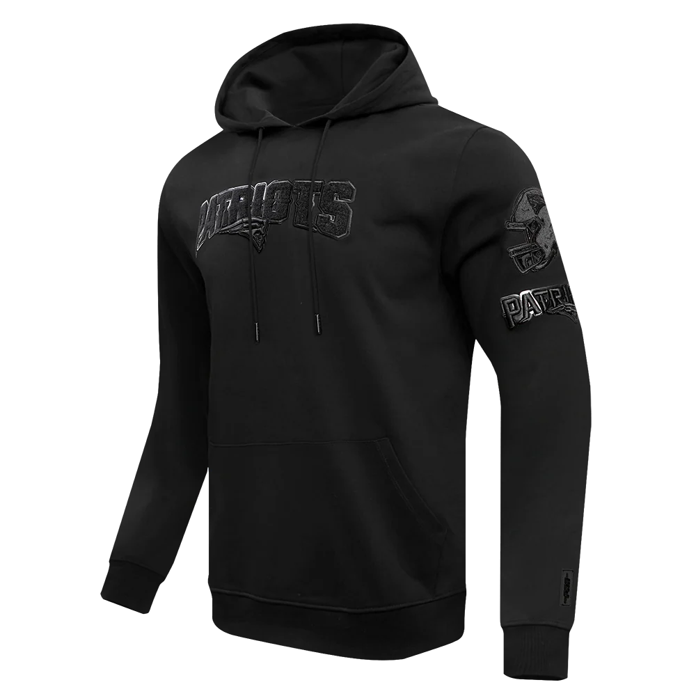 NFL NEW ENGLAND PATRIOTS TRIPLE BLACK MEN'S DOUBLE KNIT PULLOVER HOODIE (TRIPLE BLACK MEN'S) - Image 6