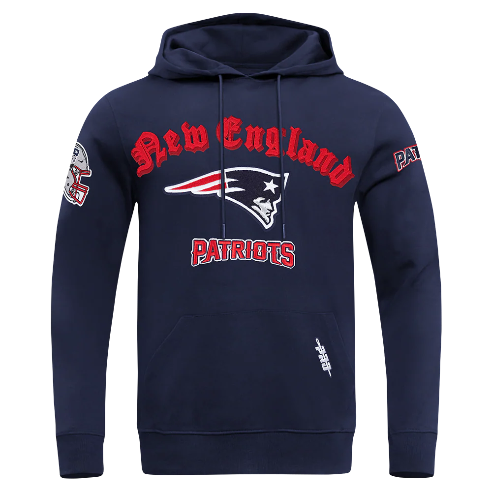 NFL NEW ENGLAND PATRIOTS OLD ENGLISH MEN'S PO HOODIE (MIDNIGHT NAVY)
